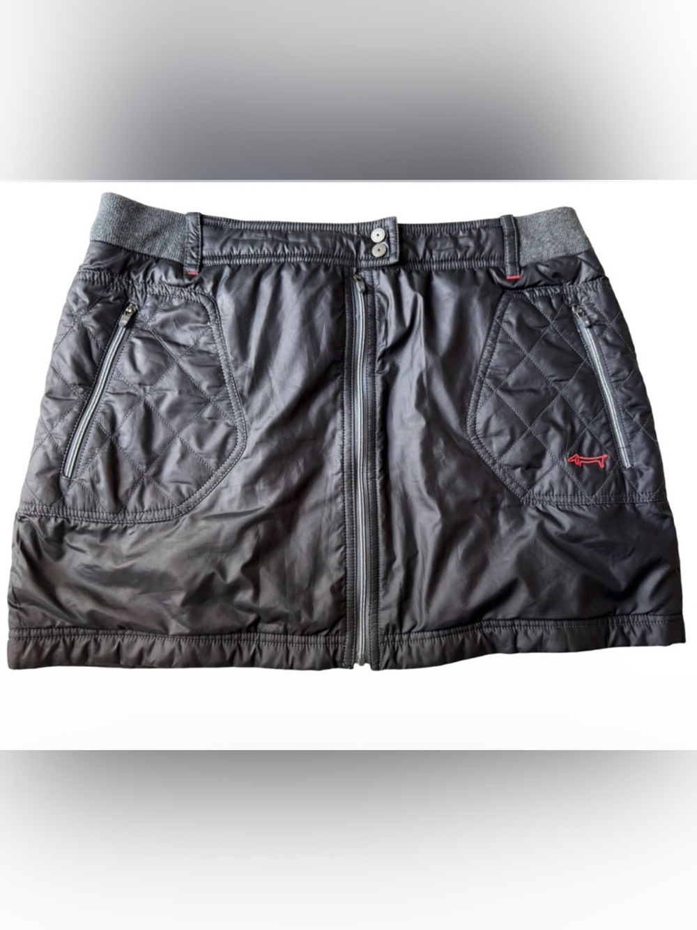 Louis Castel Black Quilted Golf Skort Fleece Lined Zip Pockets Size 76 M